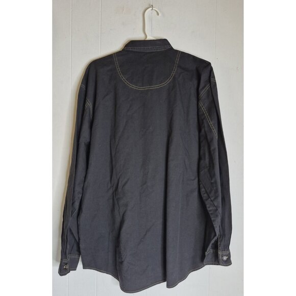 VTG Bugle Boy Long Sleeve Metal Button Up Black Western Shirt Men's Sz L NEW - Picture 3 of 13